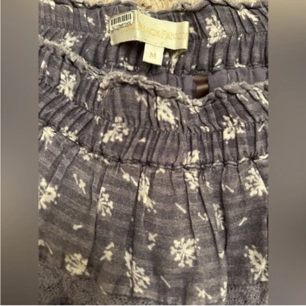 LoveShackFancy Floral Print Mini Cotton Grey Skirt size M - Picture 6 of 8